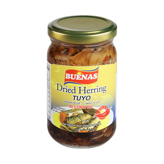 Buenas Dried Herring Tuyo (Spicy) in Corn Oil 240g