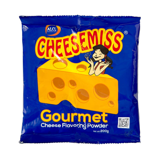 Package of Cheesemiss Gourmet Cheese Flavoring Powder with blue and yellow design.
