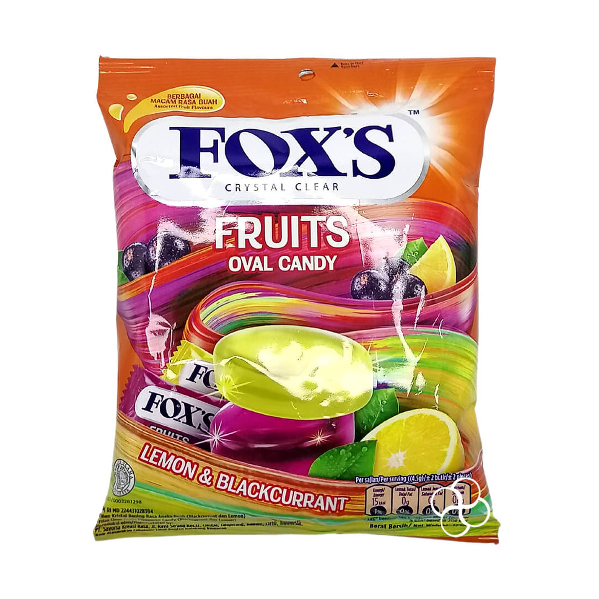 Fox’s Crystal Clear Fruits Oval Candy - Lemon & Blackcurrant 125g