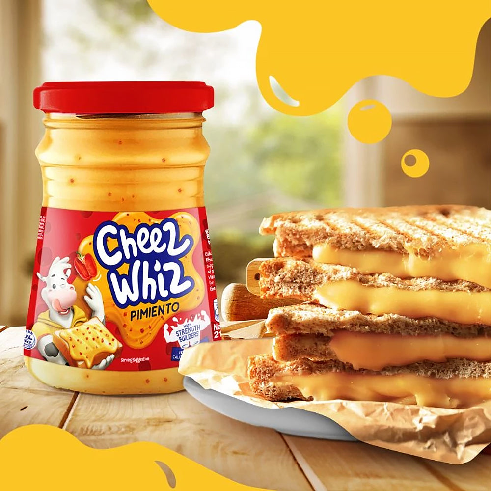 Cheez Whiz Pimiento Spread 210g - serving suggestion