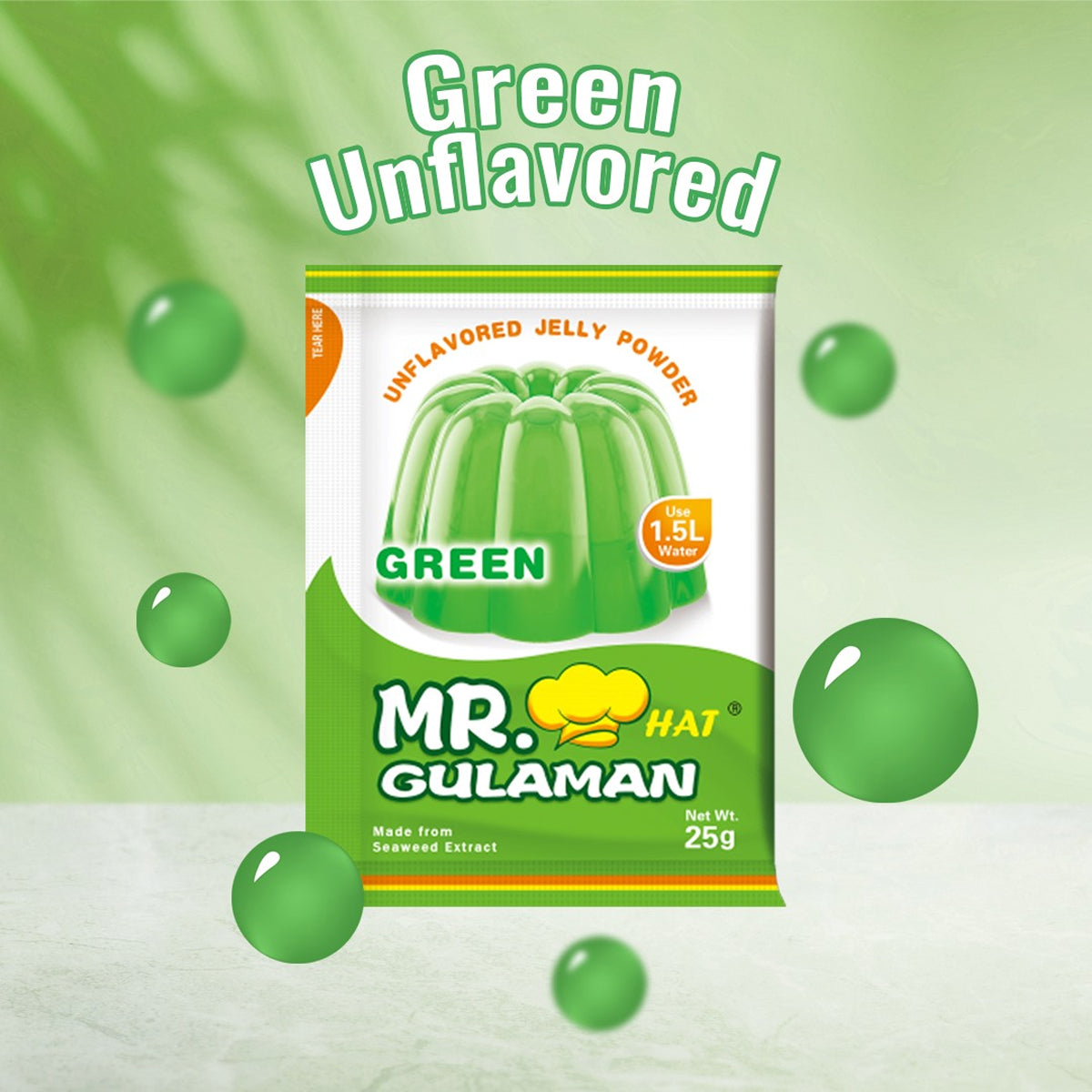 Mr. Hat Gulaman Green Unflavoured Jelly Powder 25g