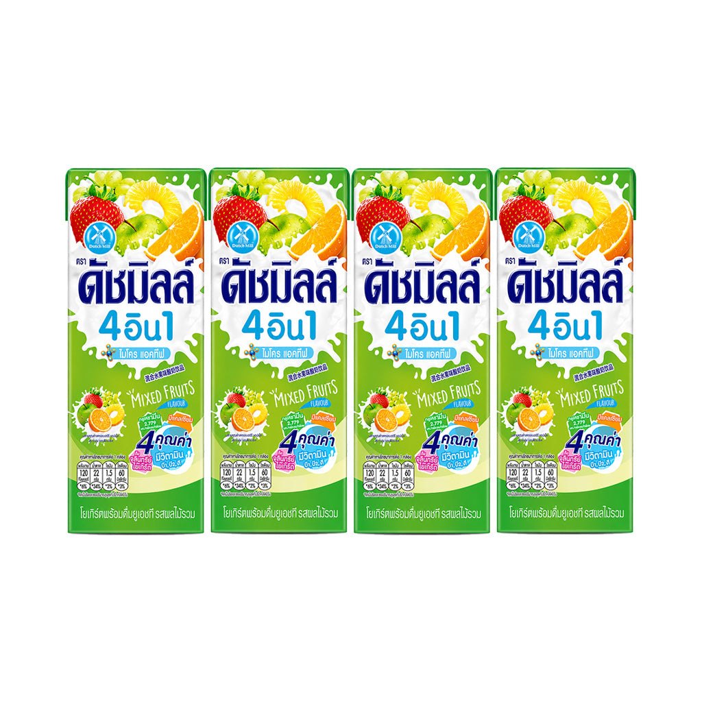 Dutch Mill 4 in 1 Mixed Fruits Flavour Yoghurt Drink 180ml x 4pcs