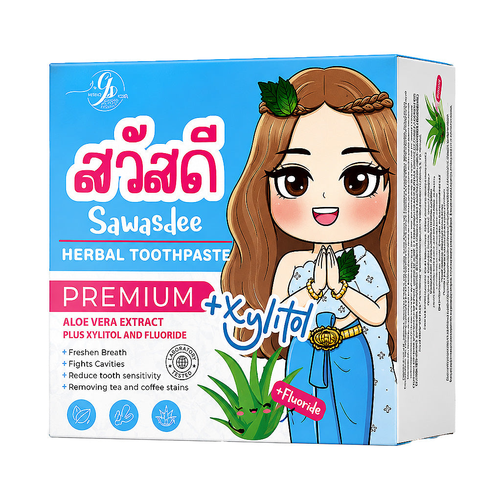 Sawasdee Herbal Toothpaste Premium + Xylitol + Fluoride Aloe Vera Extract 25g
