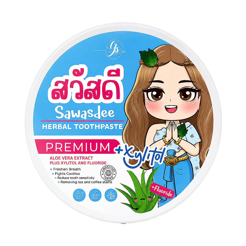 Sawasdee Herbal Toothpaste Premium + Xylitol + Fluoride Aloe Vera Extract 25g