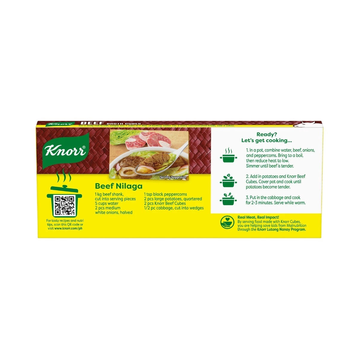 Knorr Beef Nilaga recipe package on a white background