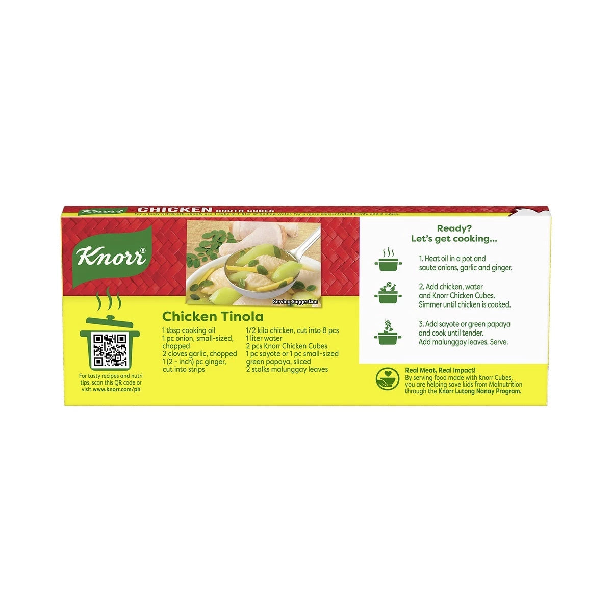 Knorr Chicken Tinola recipe box on a white background
