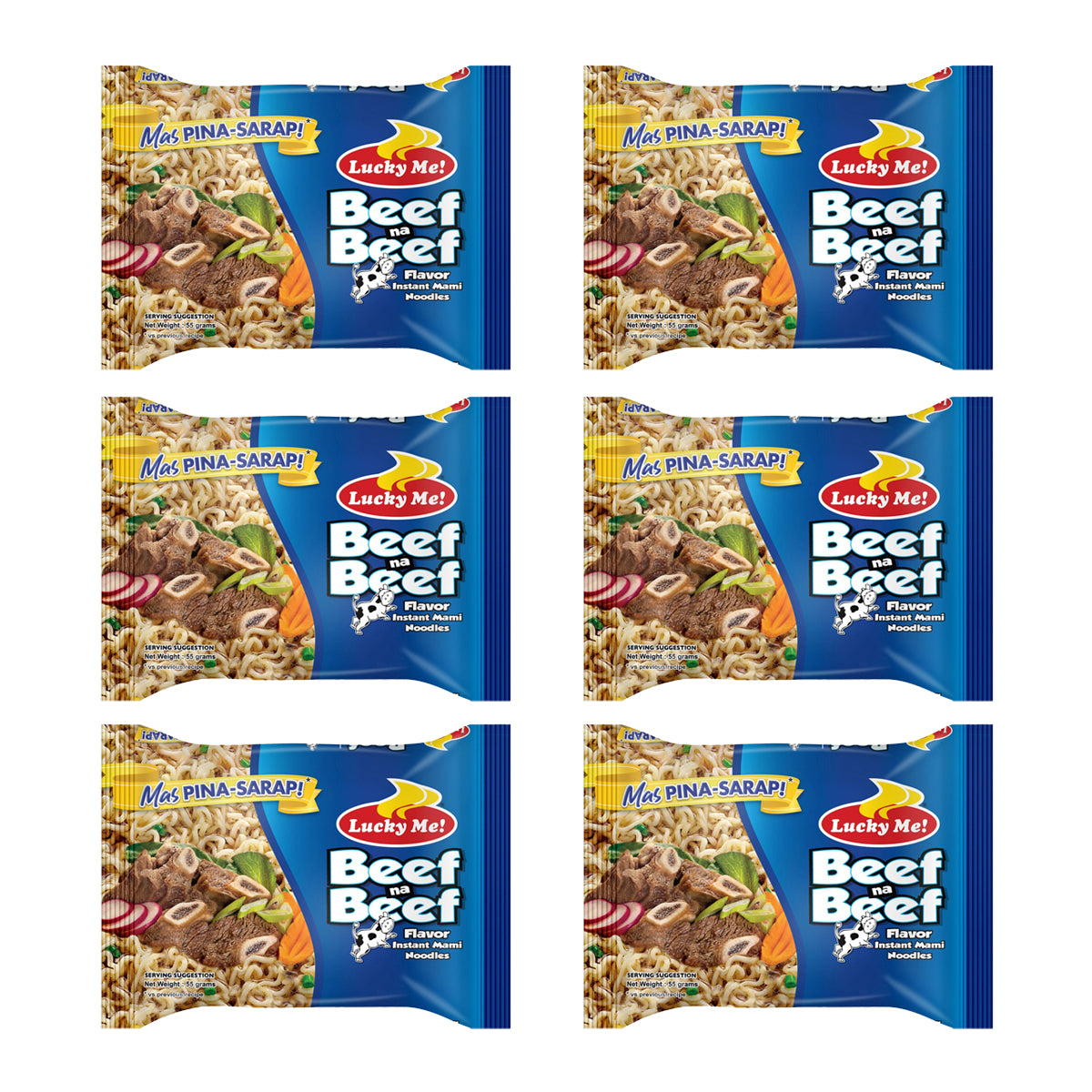 Lucky Me! Beef Instant Noodles (6 x 55g Pack)