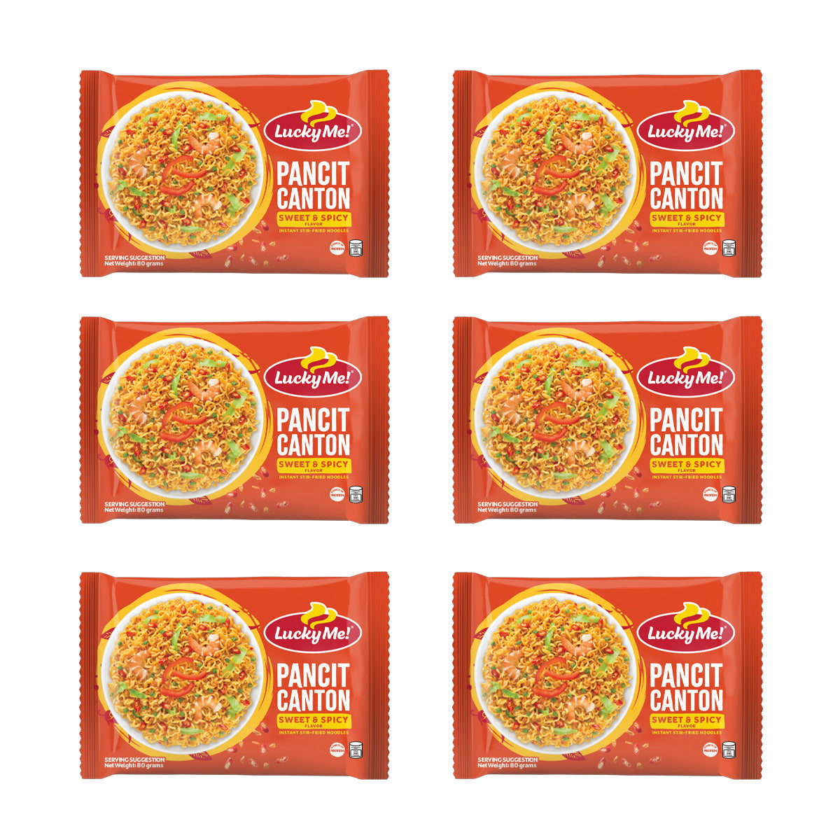 Lucky Me! Pancit Canton Sweet & Spicy (6 x 60g Pack)