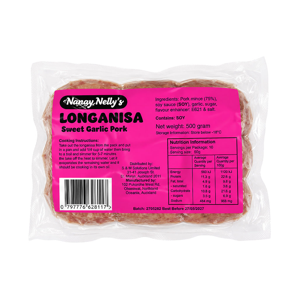 Nanay Nelly's Sweet Garlic Pork Longanisa 500g