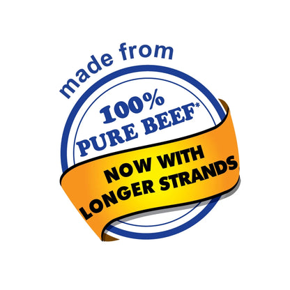 Purefoods Corned Beef 150g with text 'made from 100% pure beef now with longer strands' on a white background