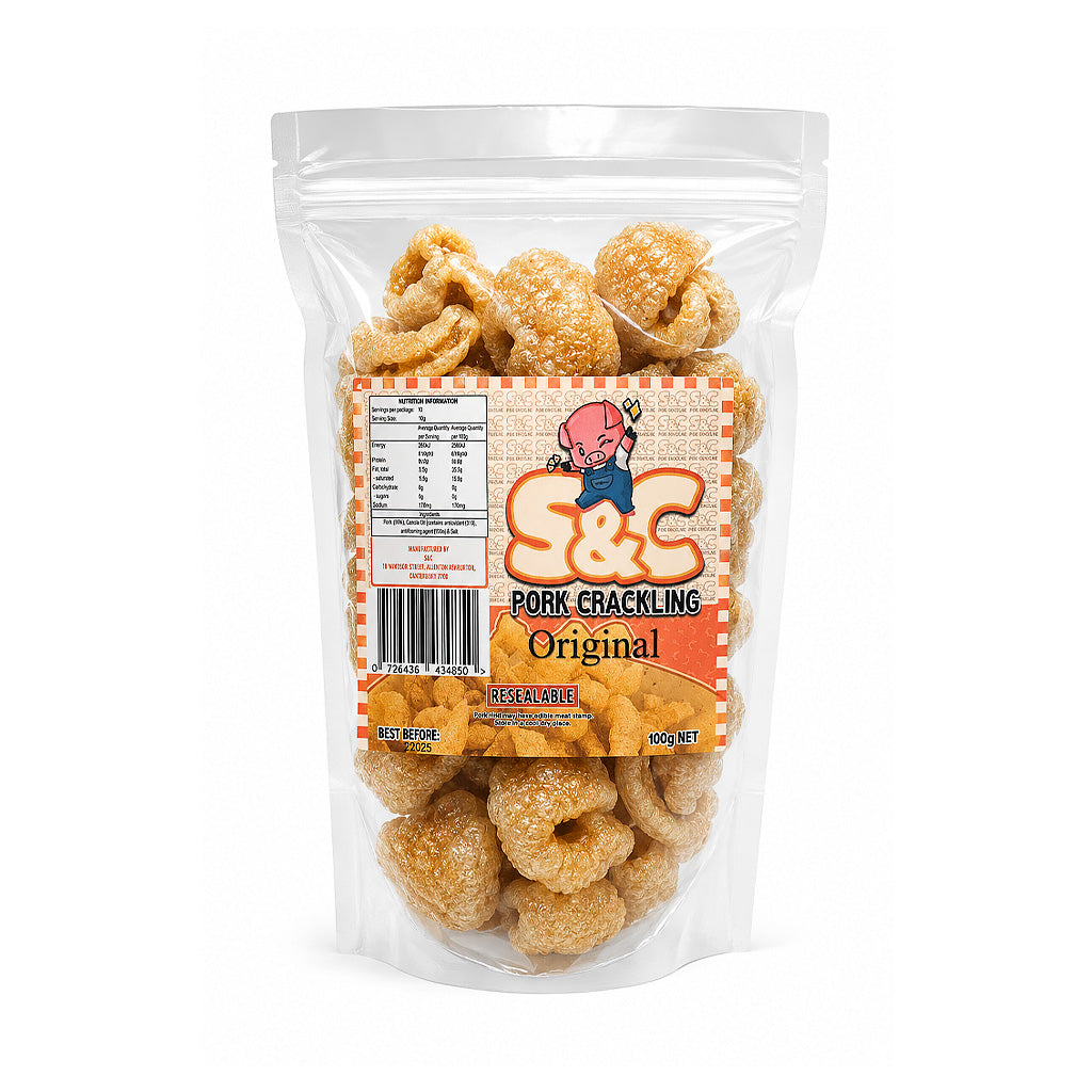 S&C Pork Crackling Original 100g