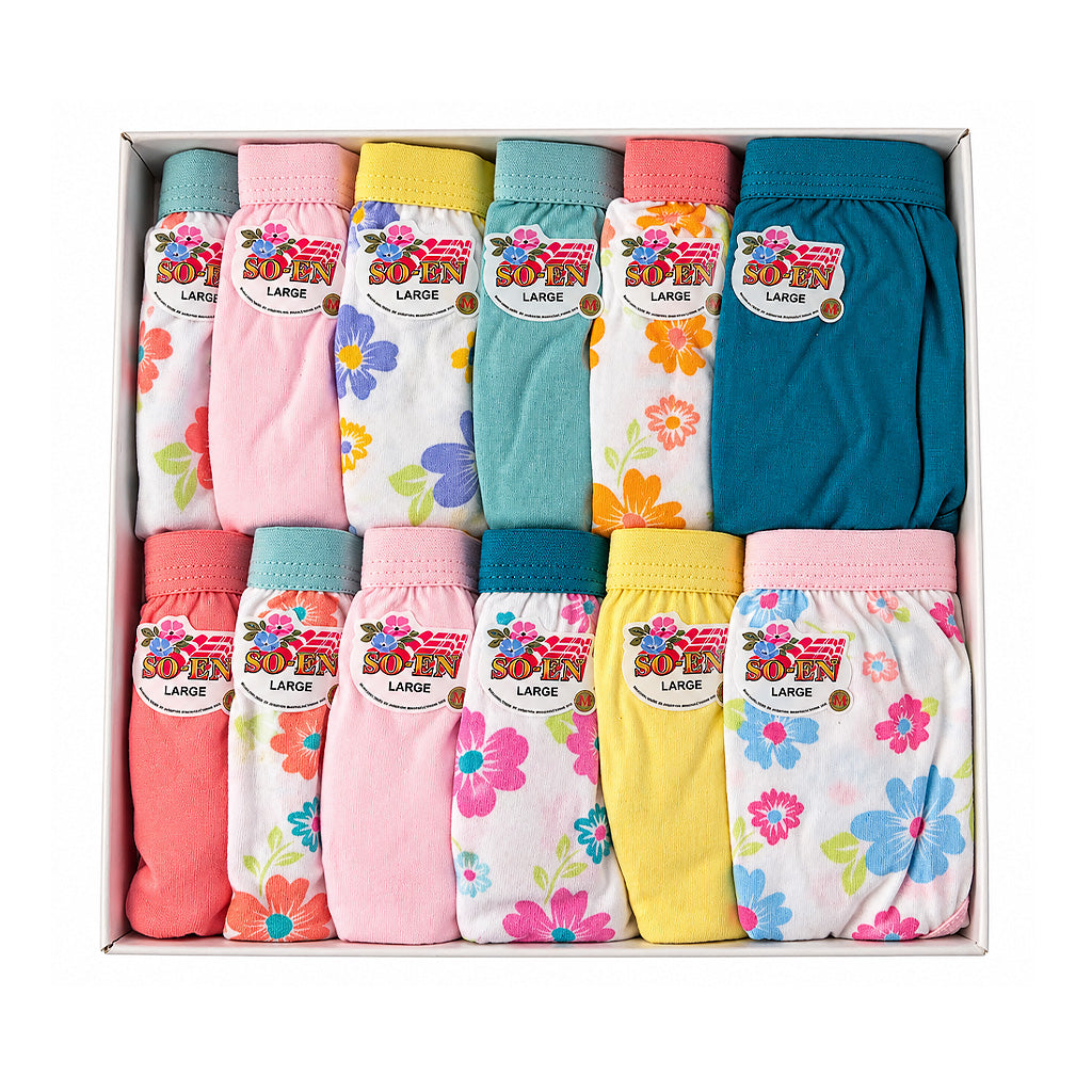 SO-EN Printed Full Panty Underwear Large 12pcs