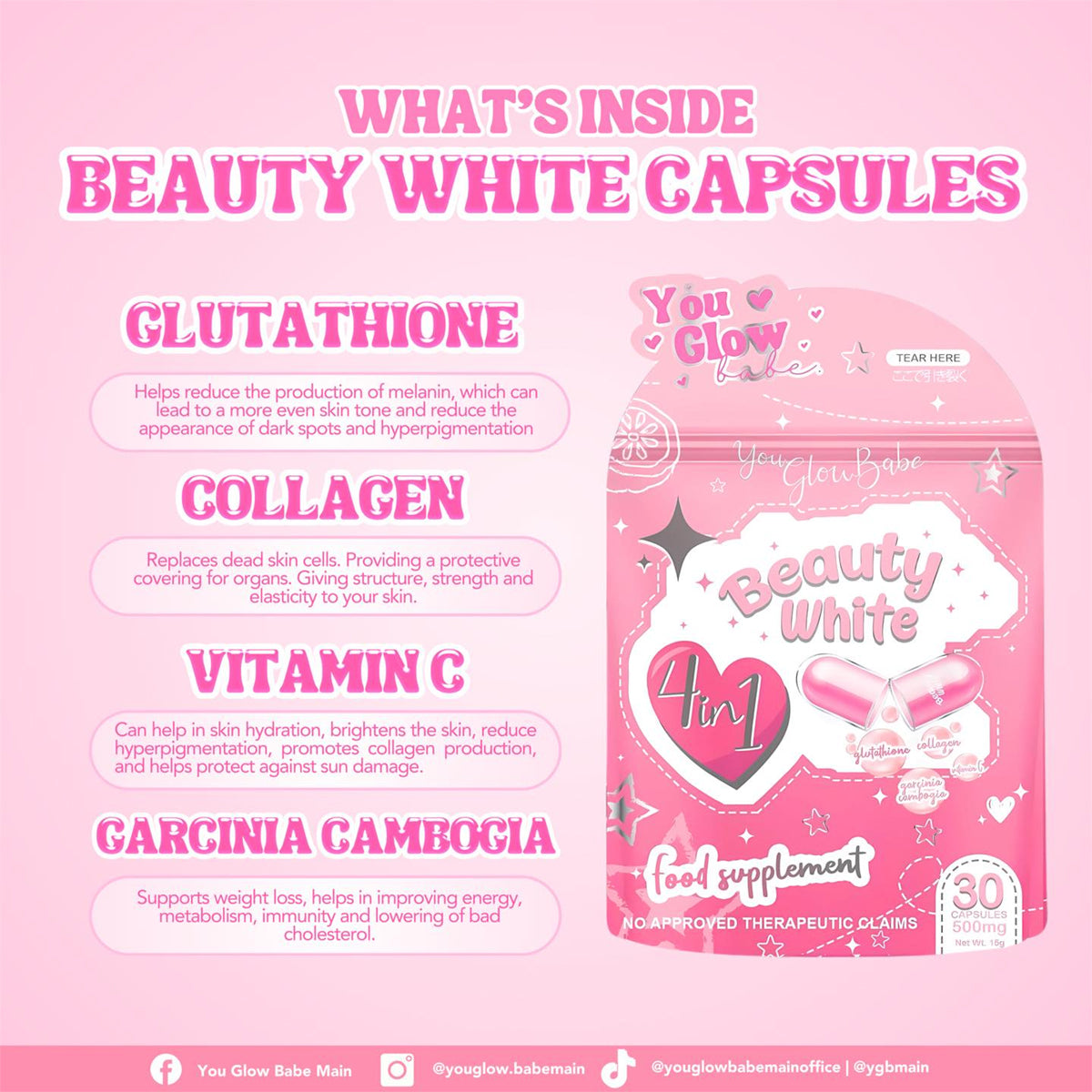 You Glow Babe Beauty White Glutathione Capsules
