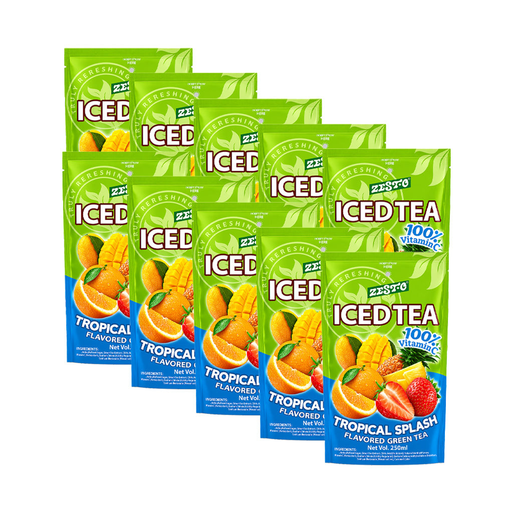 Zest-O Iced Tea Tropical Splash Flavoured Green Tea Box (10 x 250ml)